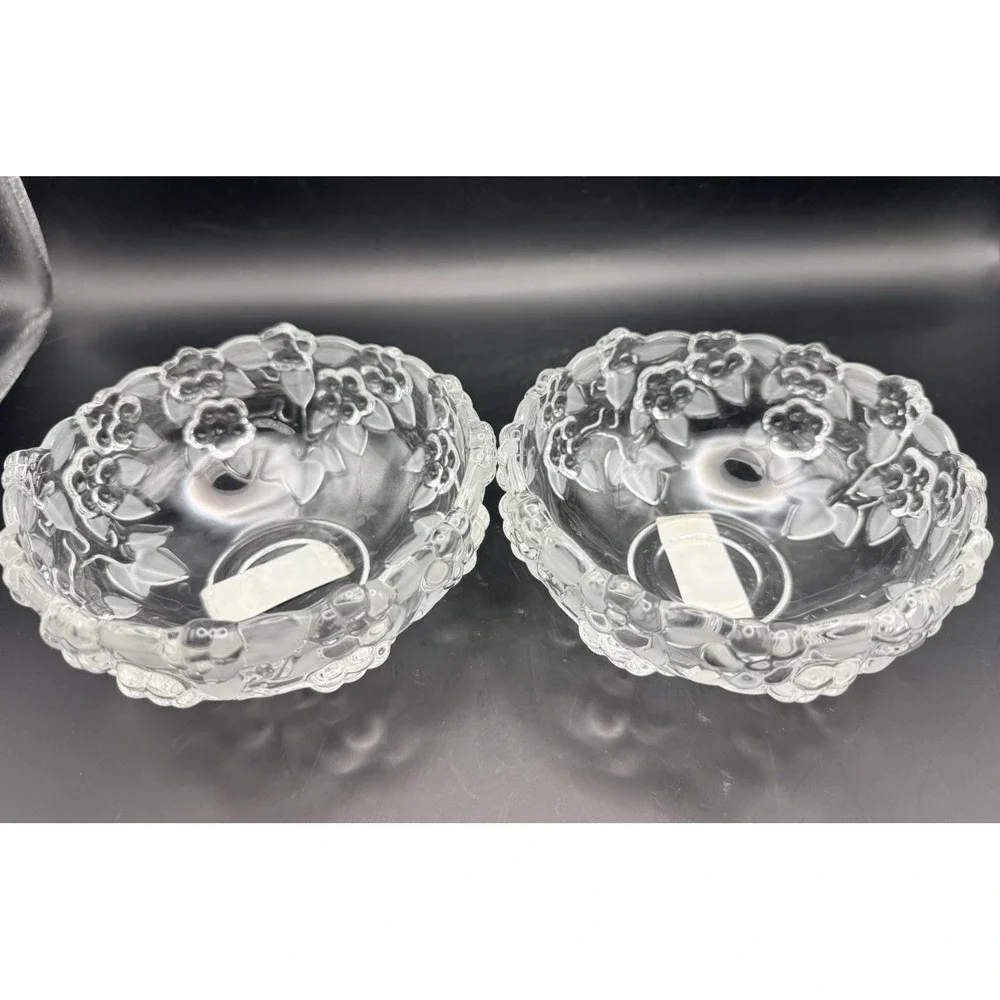 2 Mikasa Carmen Crystal Fruit Bowls SA510/410 Germany Floral Glass Labels